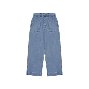 One Tuck Wide Fatigue Denim Pants