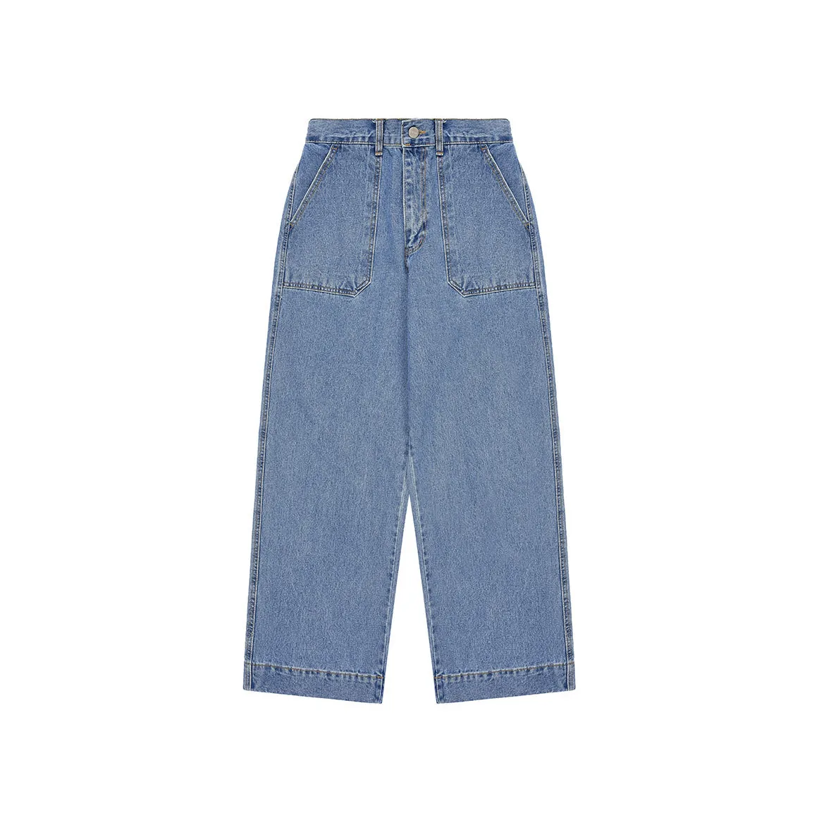 One Tuck Wide Fatigue Denim Pants