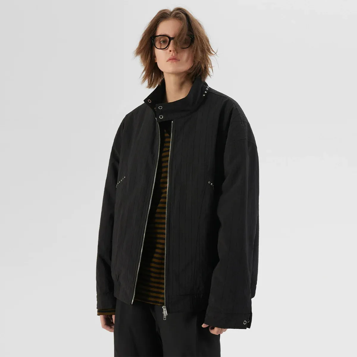 Oversized Black Quilted Jacket