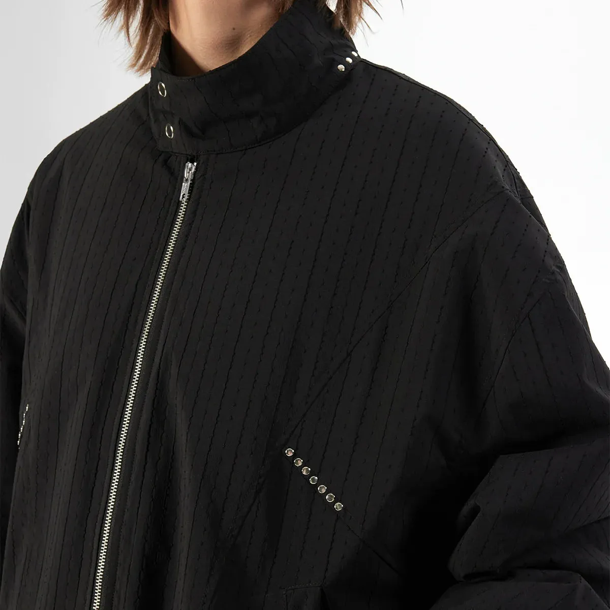 Oversized Black Quilted Jacket