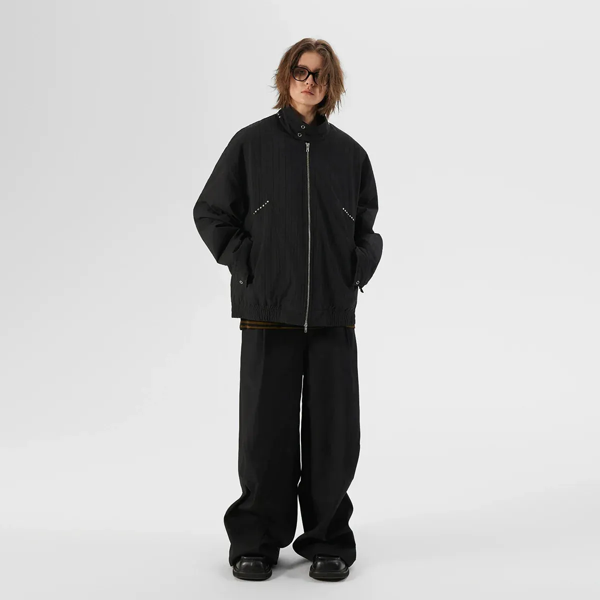 Oversized Black Quilted Jacket