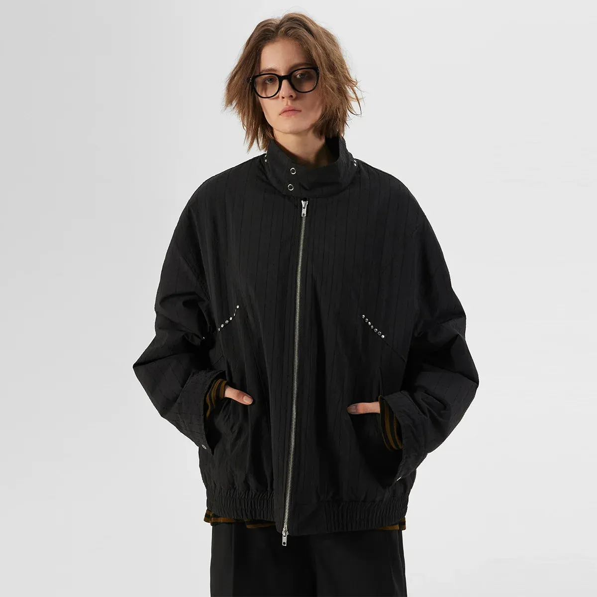 Oversized Black Quilted Jacket