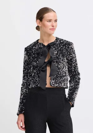 Paillet Bow Jacket - Grey