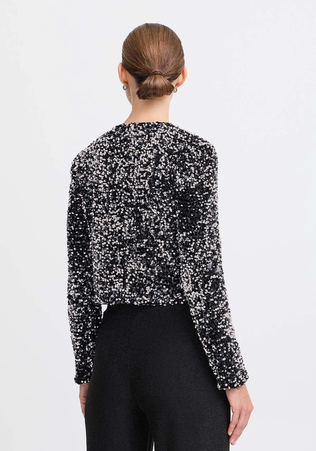 Paillet Bow Jacket - Grey