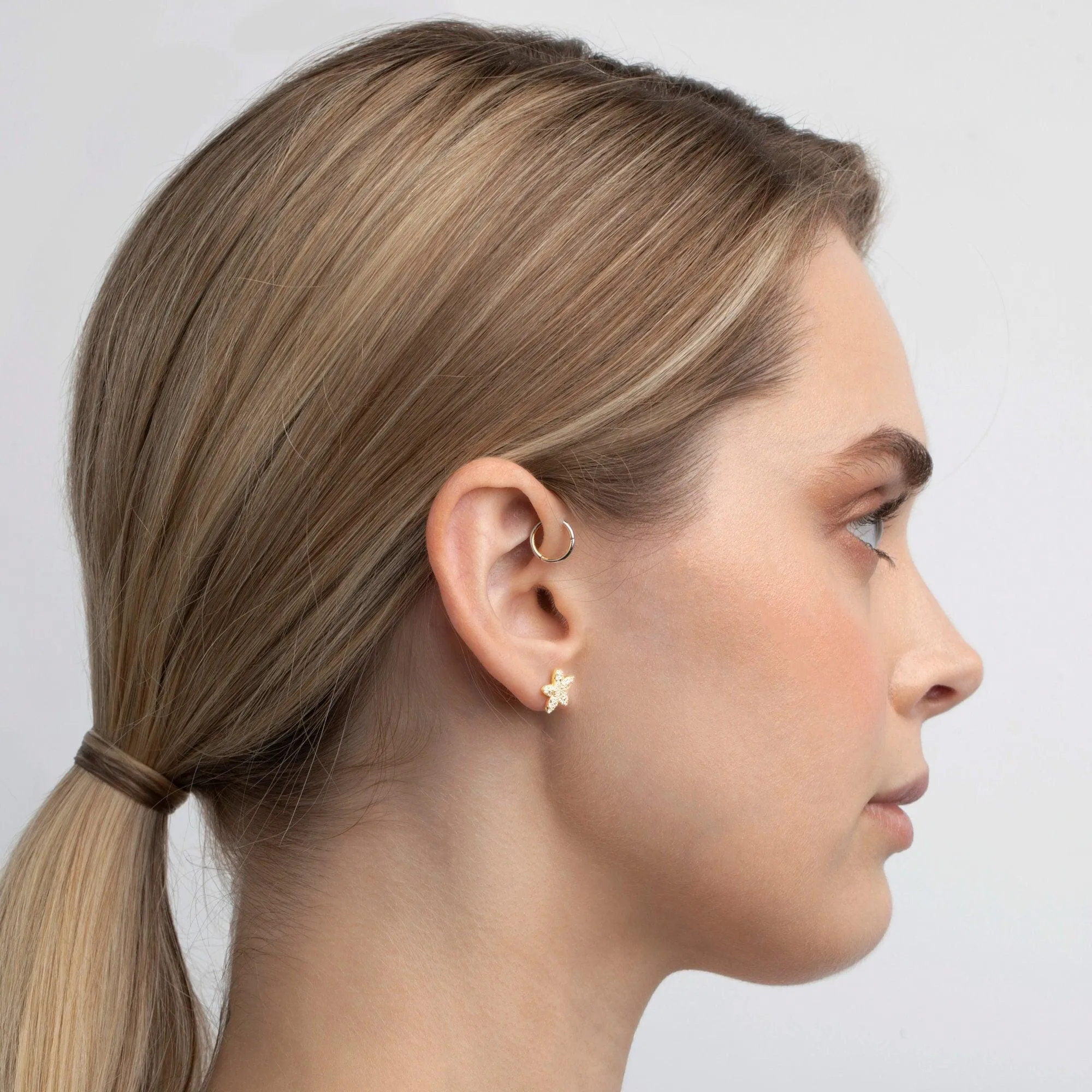 Pave Flower Stud Earrings - 18K Gold Vermeil