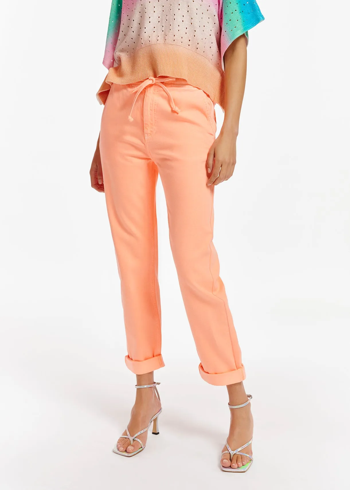 Peach boyfriend-fit jeans
