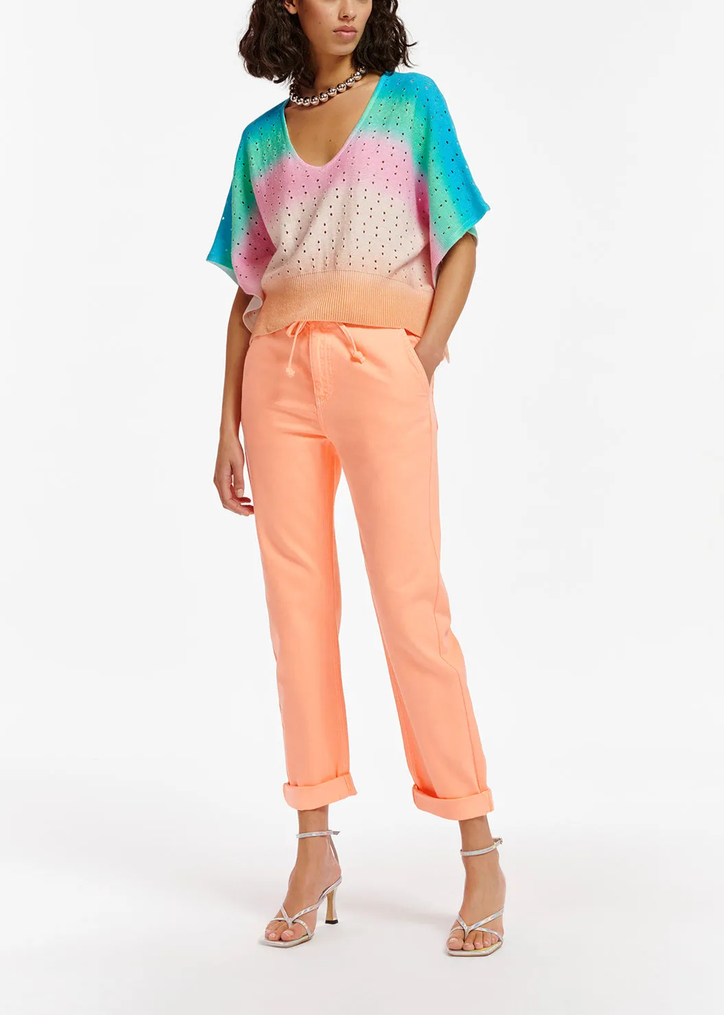Peach boyfriend-fit jeans