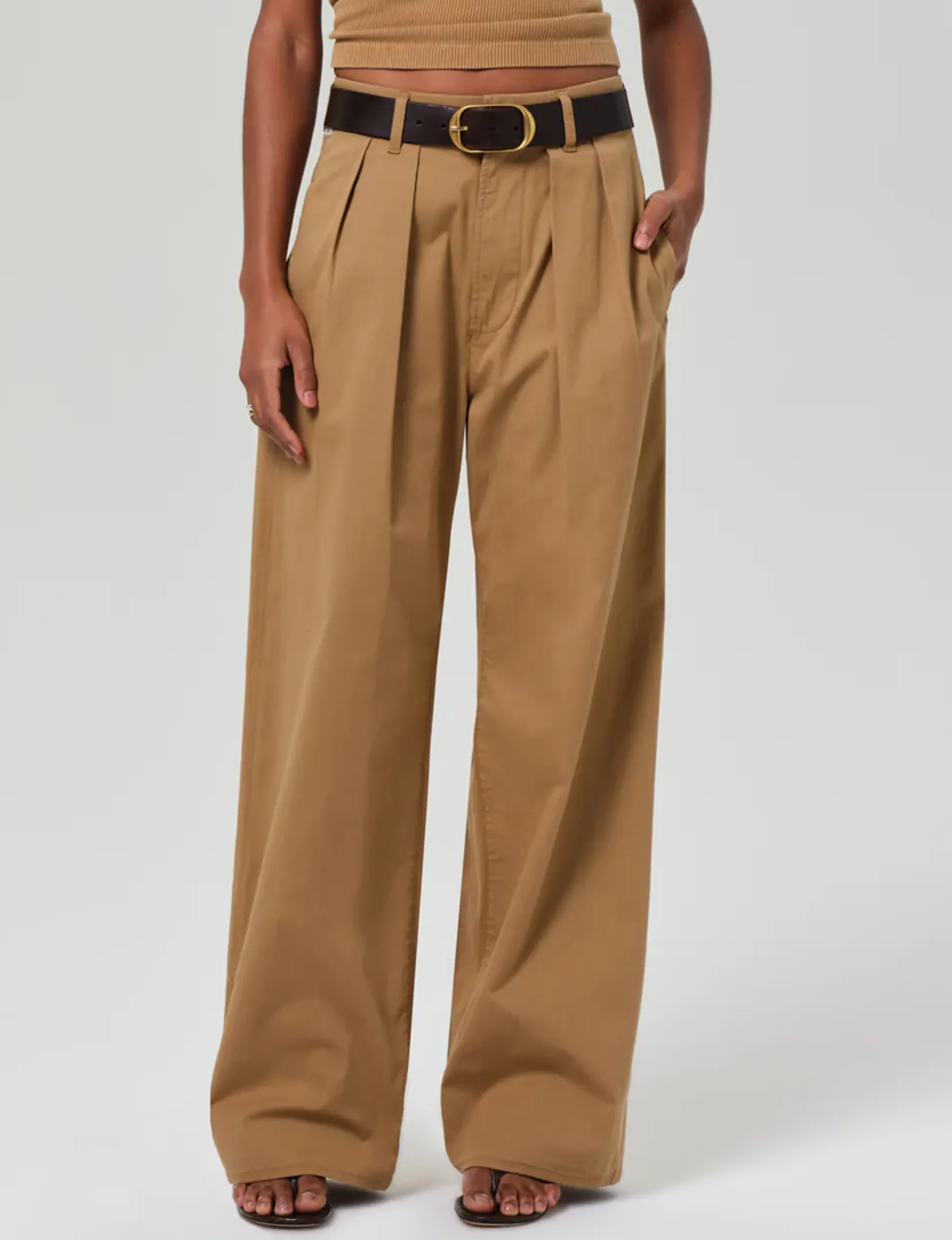 Petra Pleated Trouser, Nano Khaki