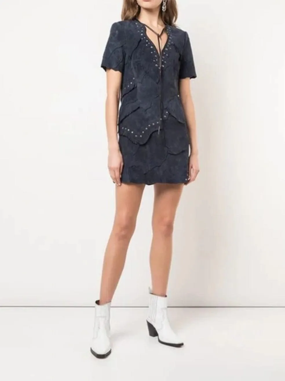 Pieced Suede Dress