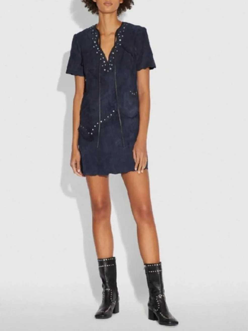 Pieced Suede Dress