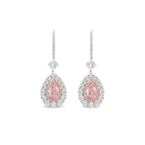 Platinum and 18K Rose Gold Pink Diamond Drop Earrings