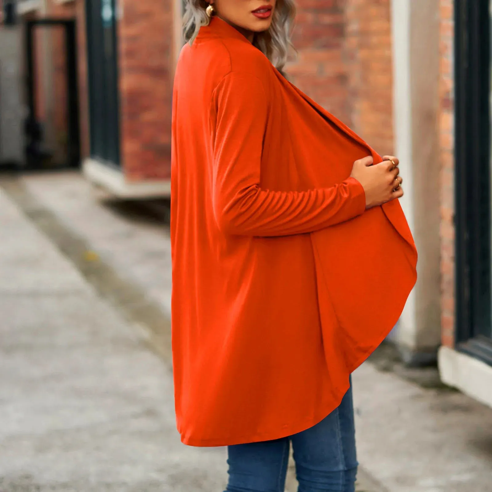 Plus Size Cardigan Lightweight Open Front Long Sleeve Sweater