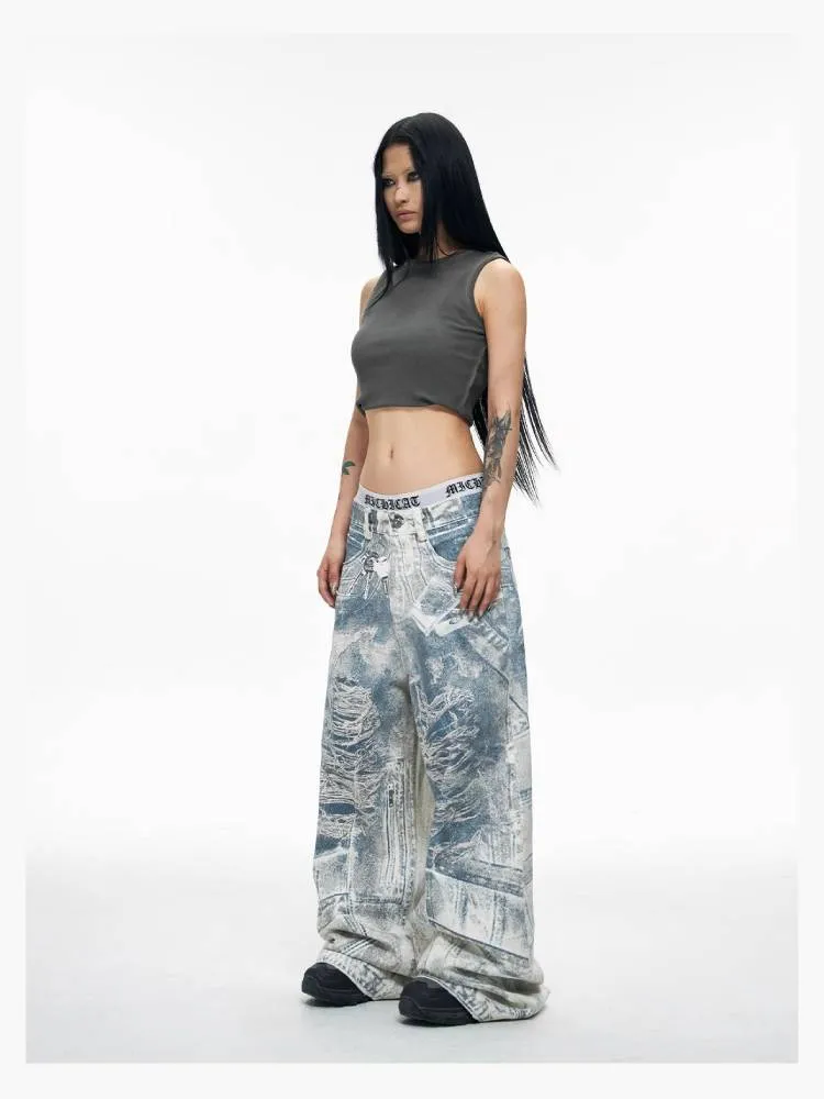 Printed wide leg pants【s0000009190】