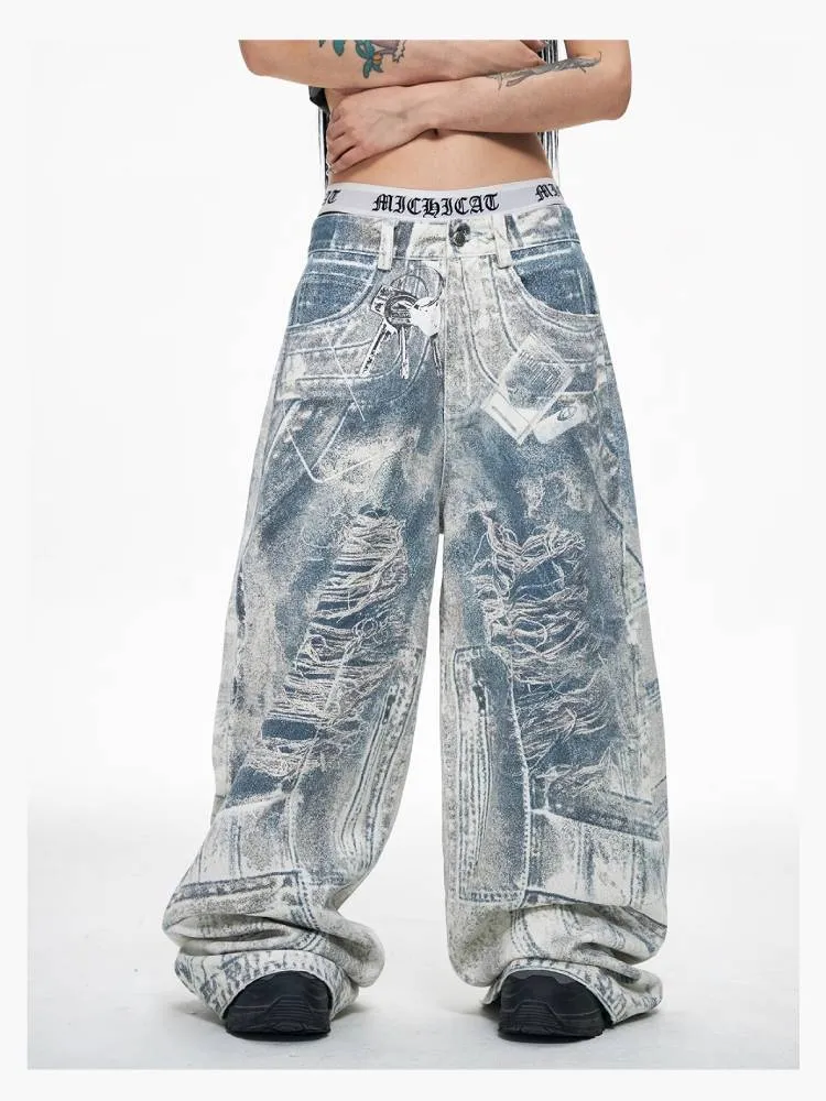 Printed wide leg pants【s0000009190】
