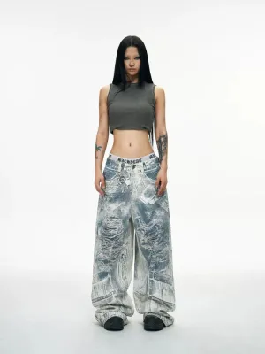 Printed wide leg pants【s0000009190】