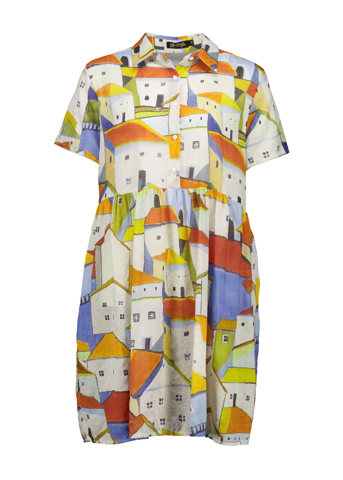 Pueblito Villa Dress Orange in Seersucker