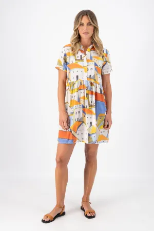 Pueblito Villa Dress Orange in Seersucker