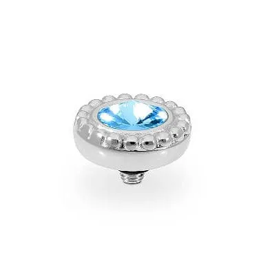 Qudo Ghiare 11mm Silver Topper - Aquamarine
