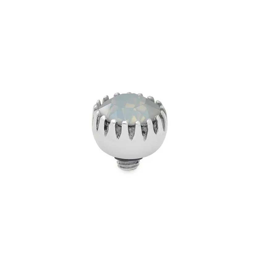Qudo London 8mm Silver Topper - White Opal