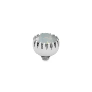 Qudo London 8mm Silver Topper - White Opal