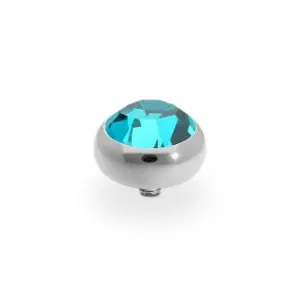 Qudo Sesto 10mm Silver Topper - Blue Zircon
