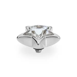 Qudo Stellar 13mm Silver Topper - Clear Crystal