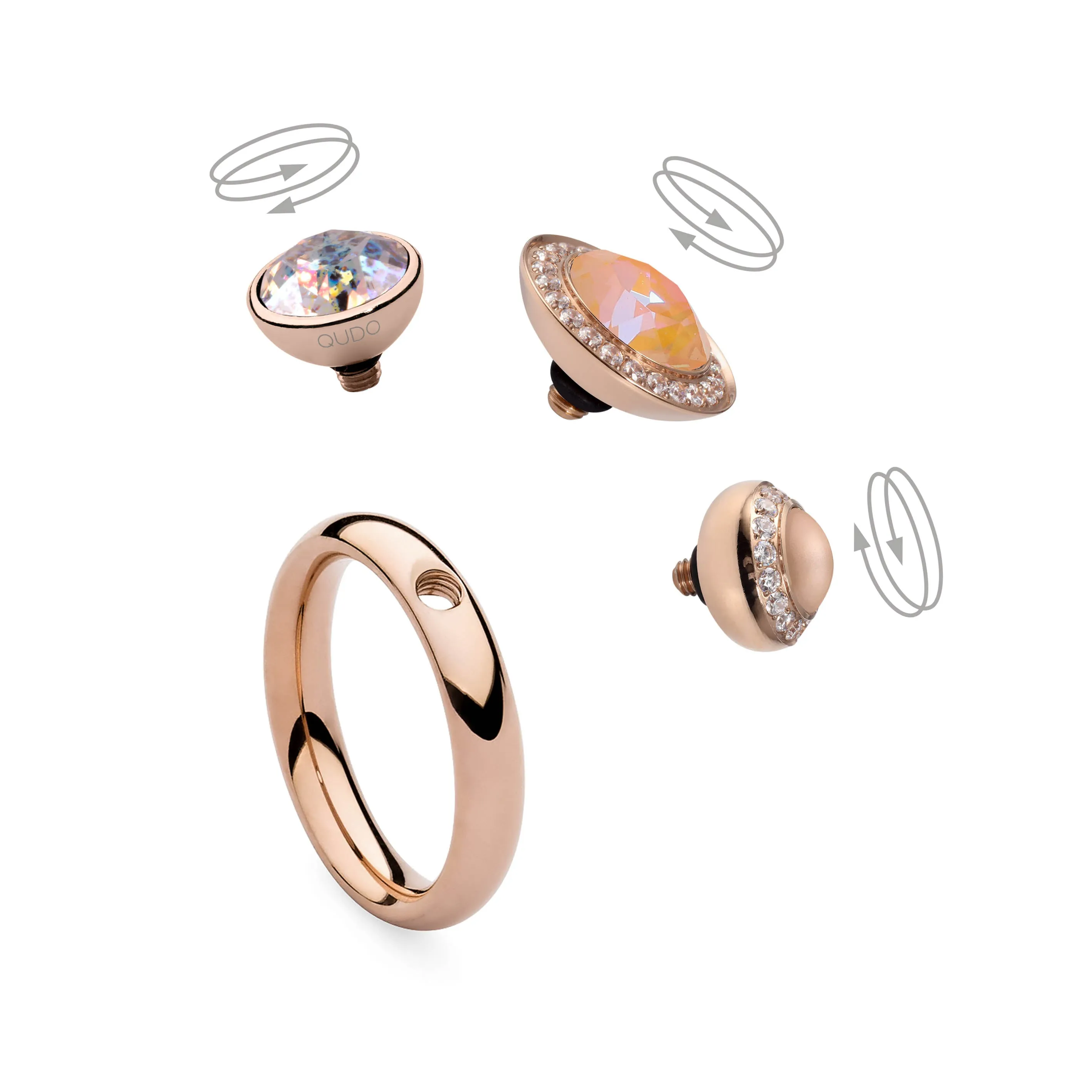 Qudo Tondo 13mm Rose Gold Topper - Powder Grey