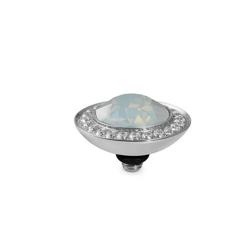 Qudo Tondo Deluxe 13mm Silver Topper - White Opal