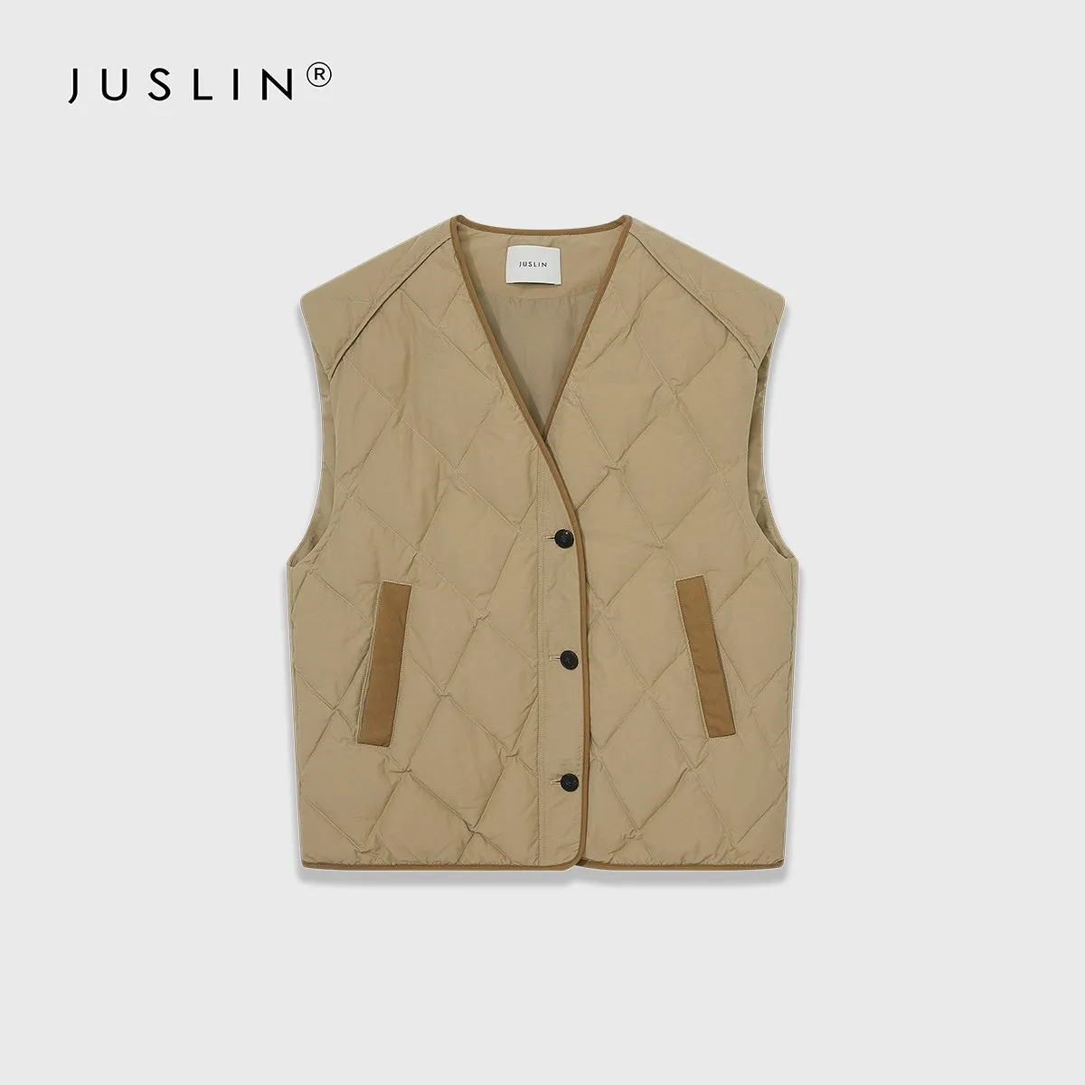 Quilted Contrast Vest Jacket