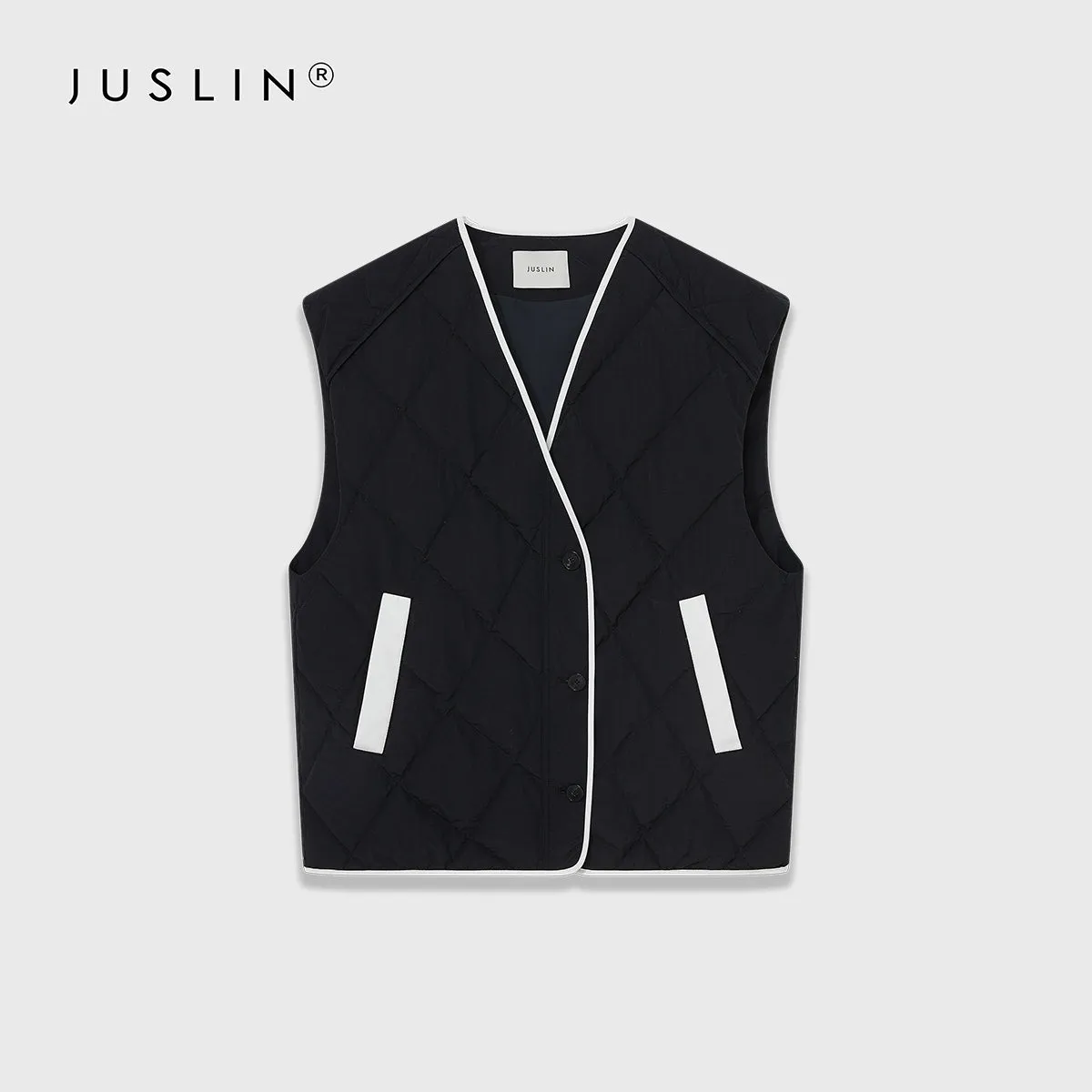 Quilted Contrast Vest Jacket