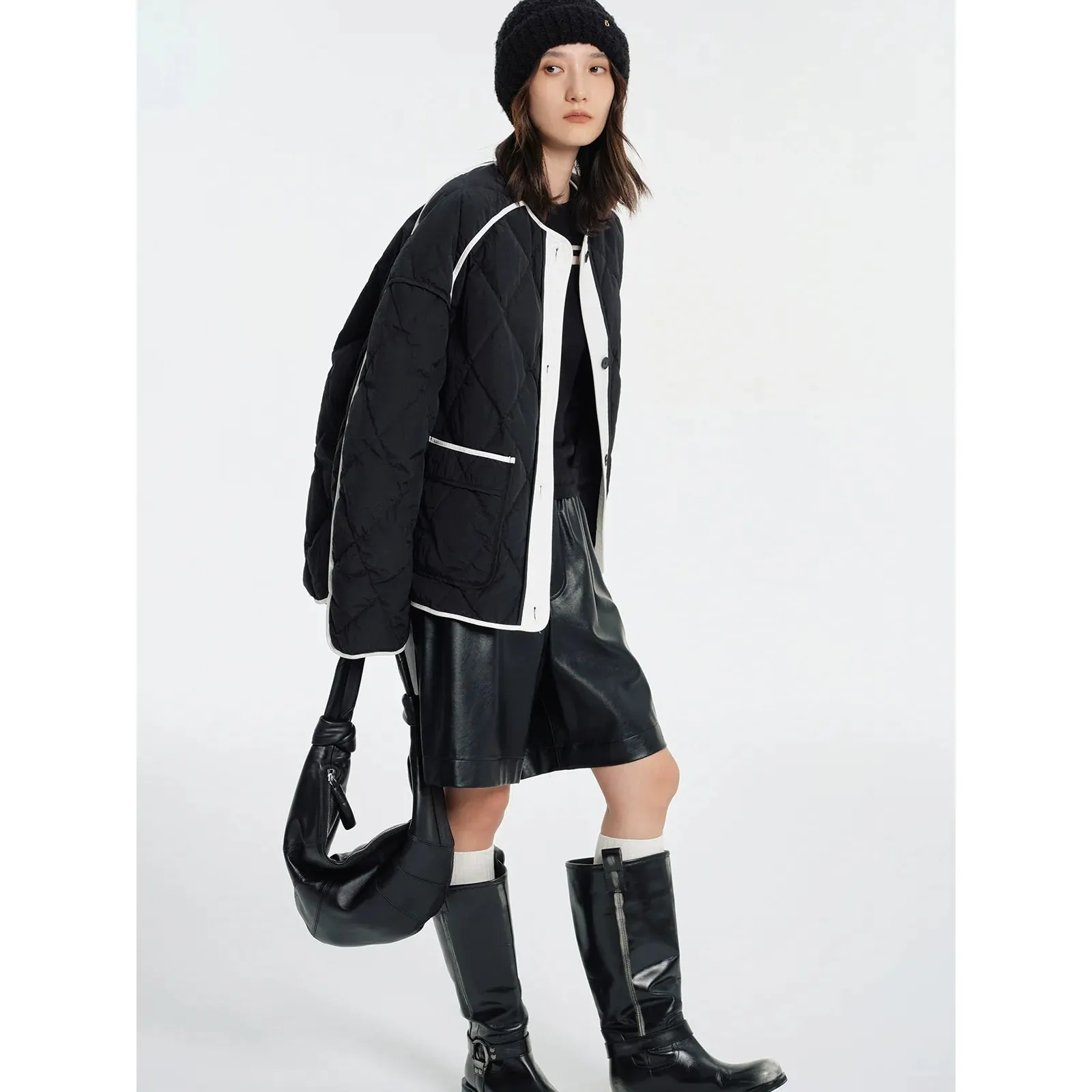 Quilted Contrast Vest Jacket