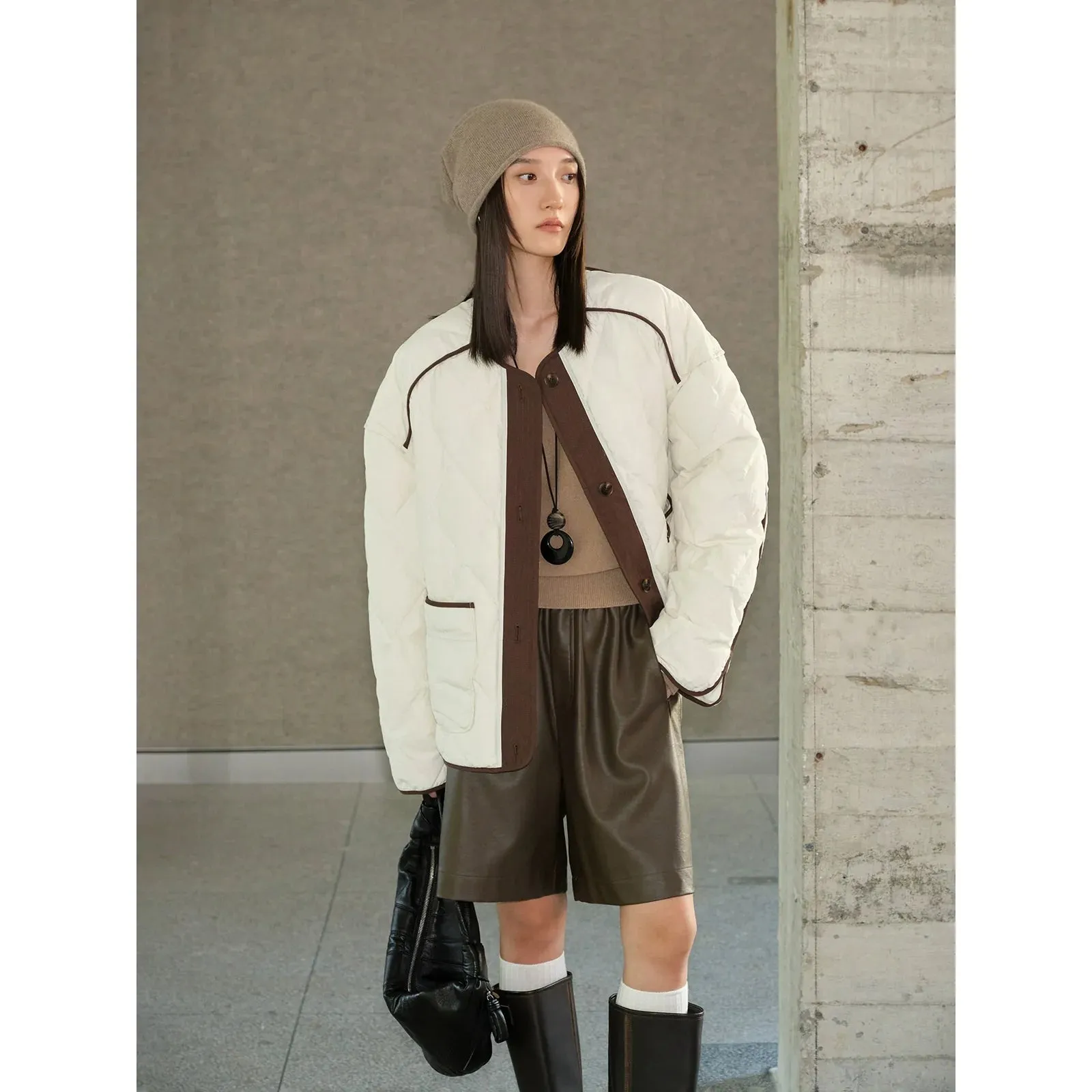 Quilted Contrast Vest Jacket