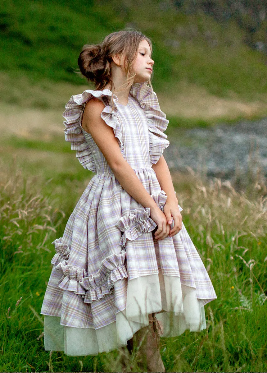Reign Petticoat Dress in Lavender Plaid