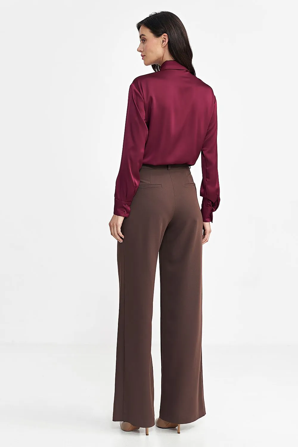 Relaxed fit cut wide leg trousers
