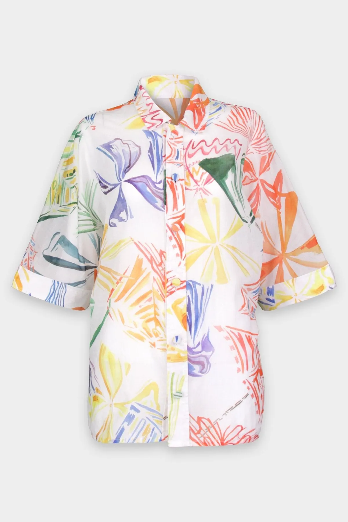 Remy Unisex Blouse in White Print