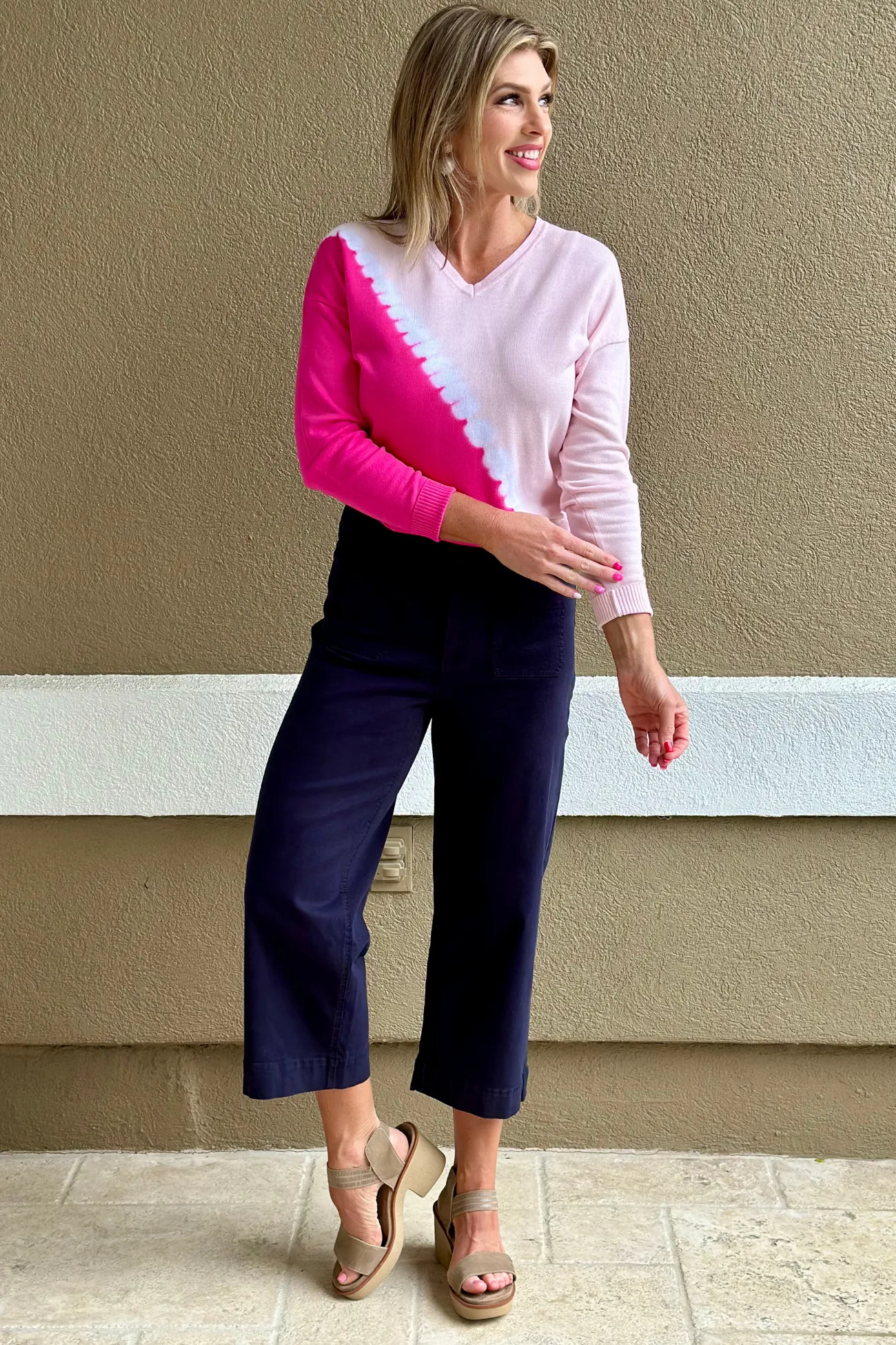Renuar New Midnight Wide Leg Tencel Ankle Pants