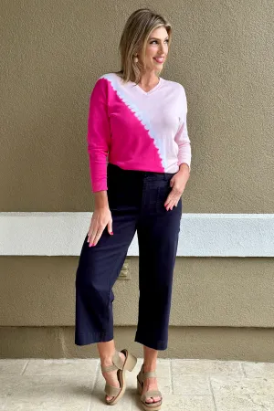 Renuar New Midnight Wide Leg Tencel Ankle Pants