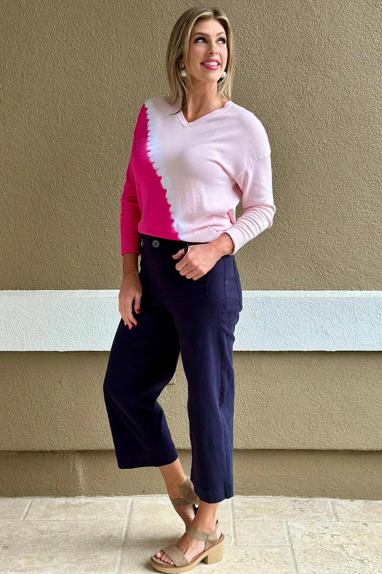 Renuar New Midnight Wide Leg Tencel Ankle Pants