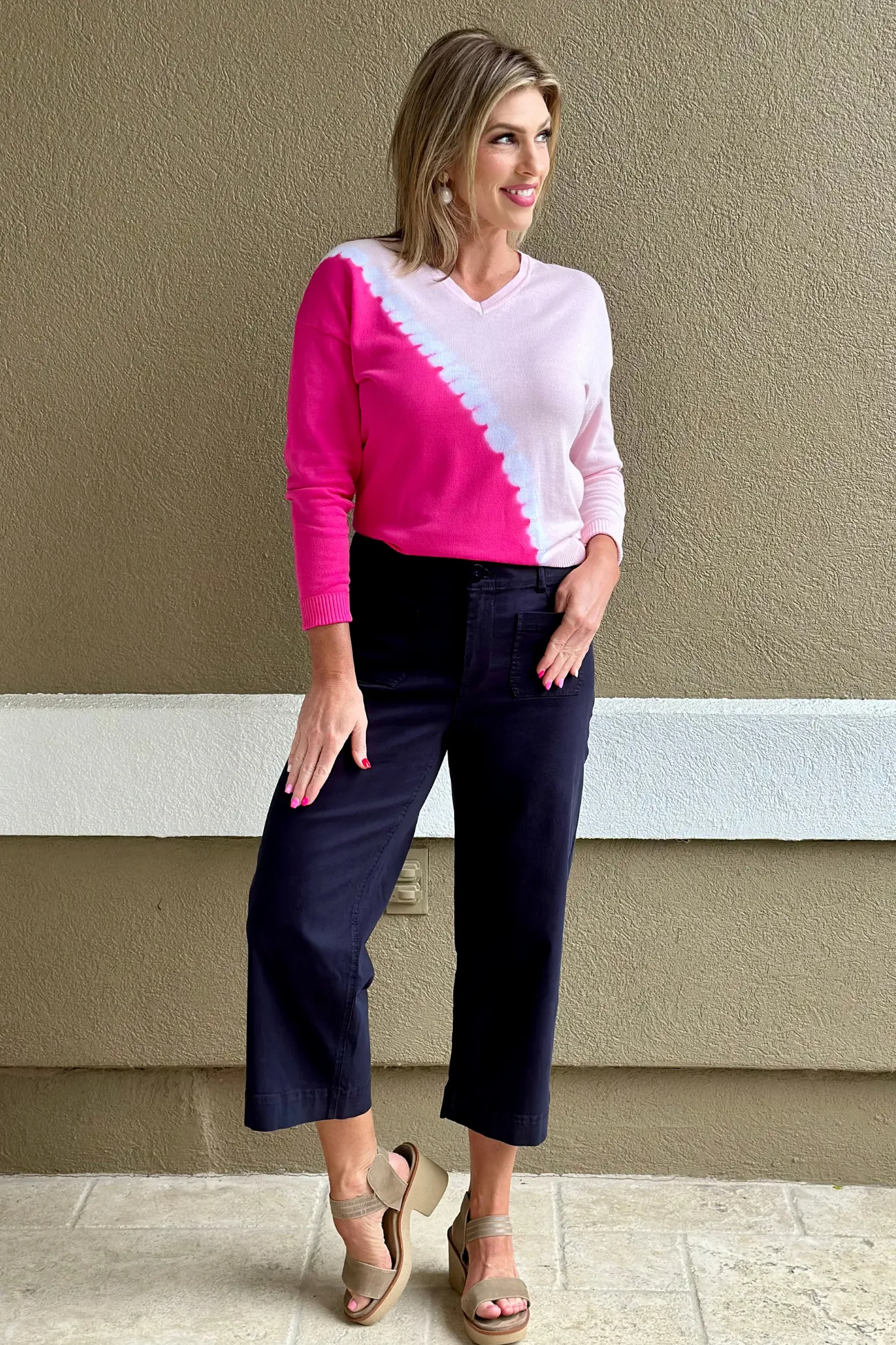 Renuar New Midnight Wide Leg Tencel Ankle Pants