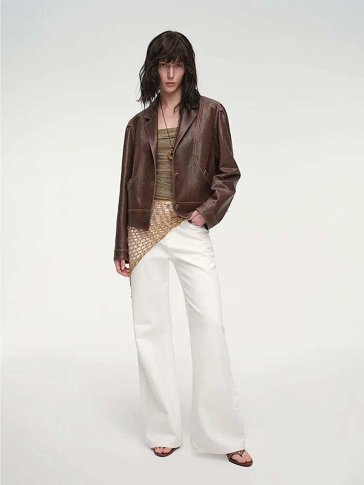 Retro Distressed Sheepskin Jacket