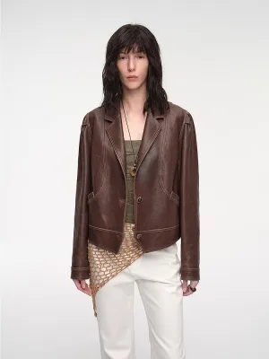 Retro Distressed Sheepskin Jacket