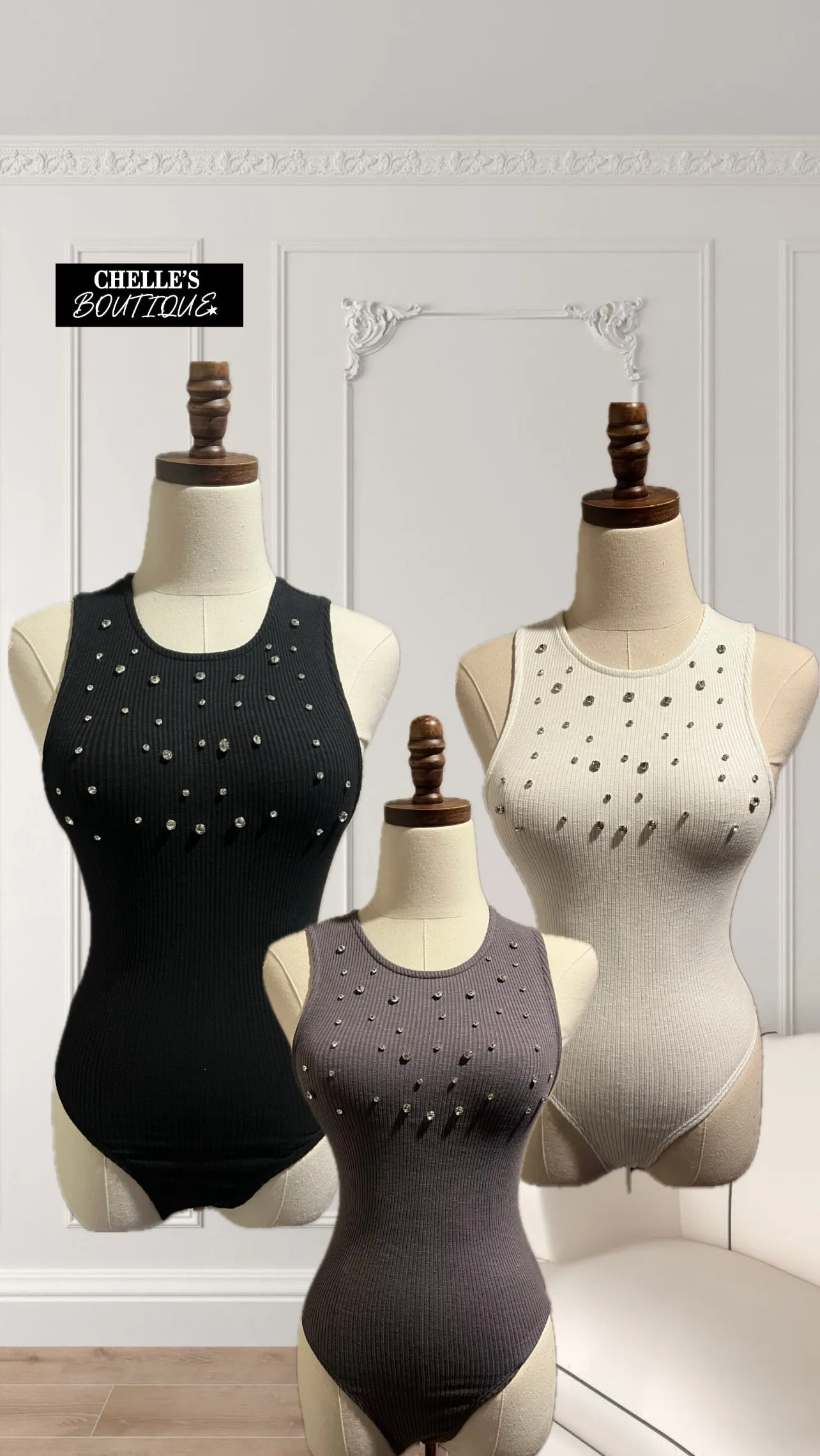 Rhinestone Bodysuit Tops
