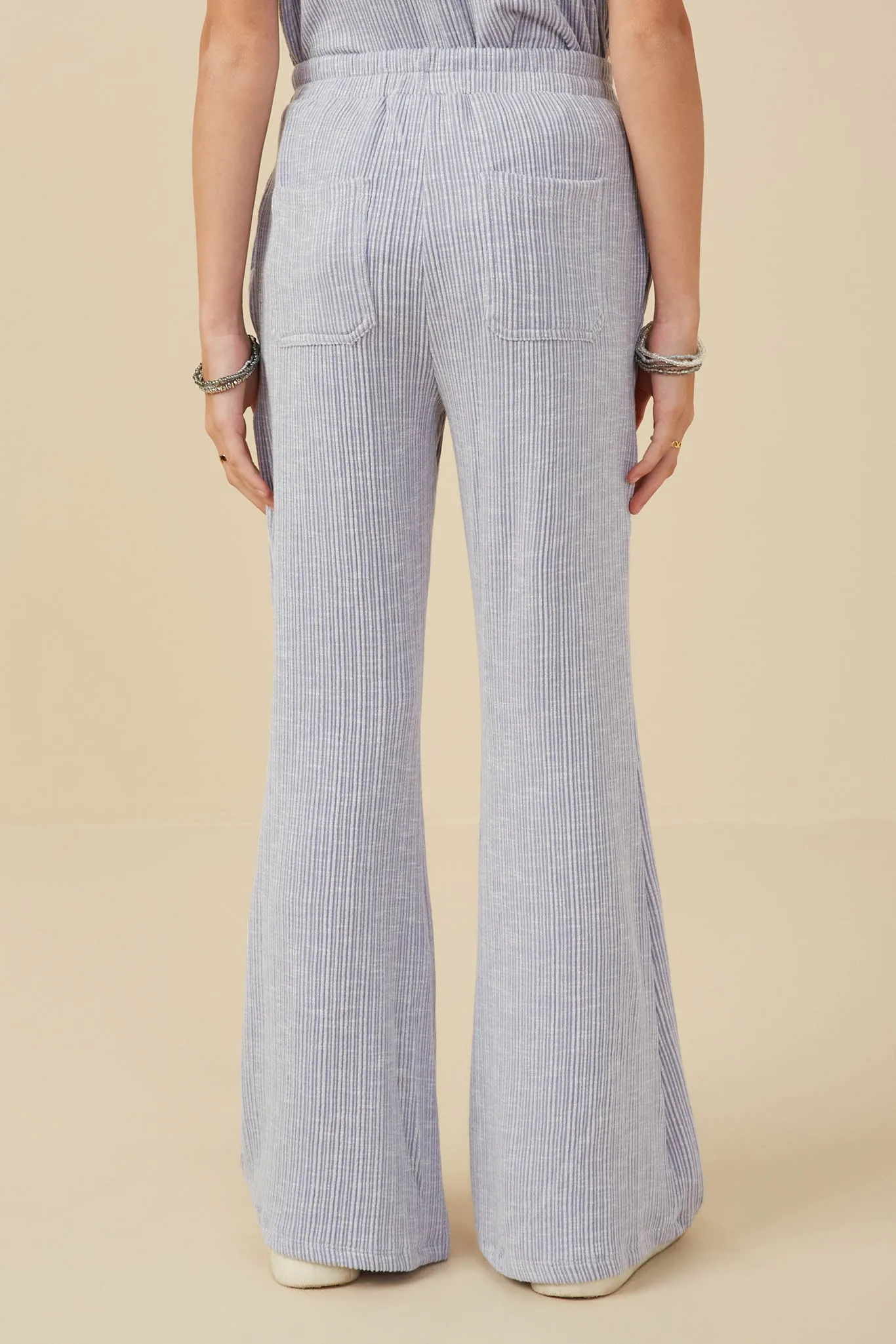 Rib Knit Marled Wide Leg Pants