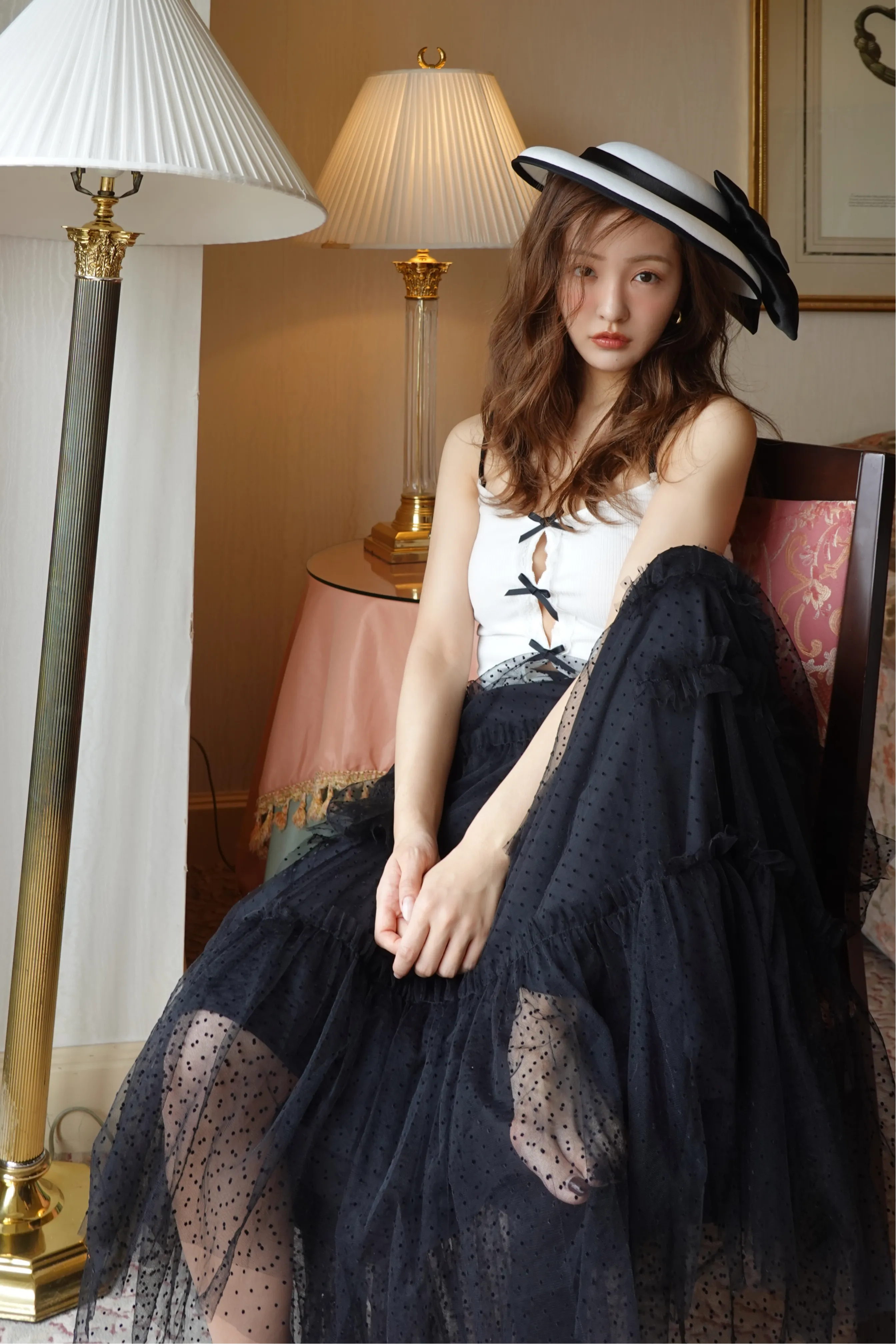 ribbon camisole tops - WHITE