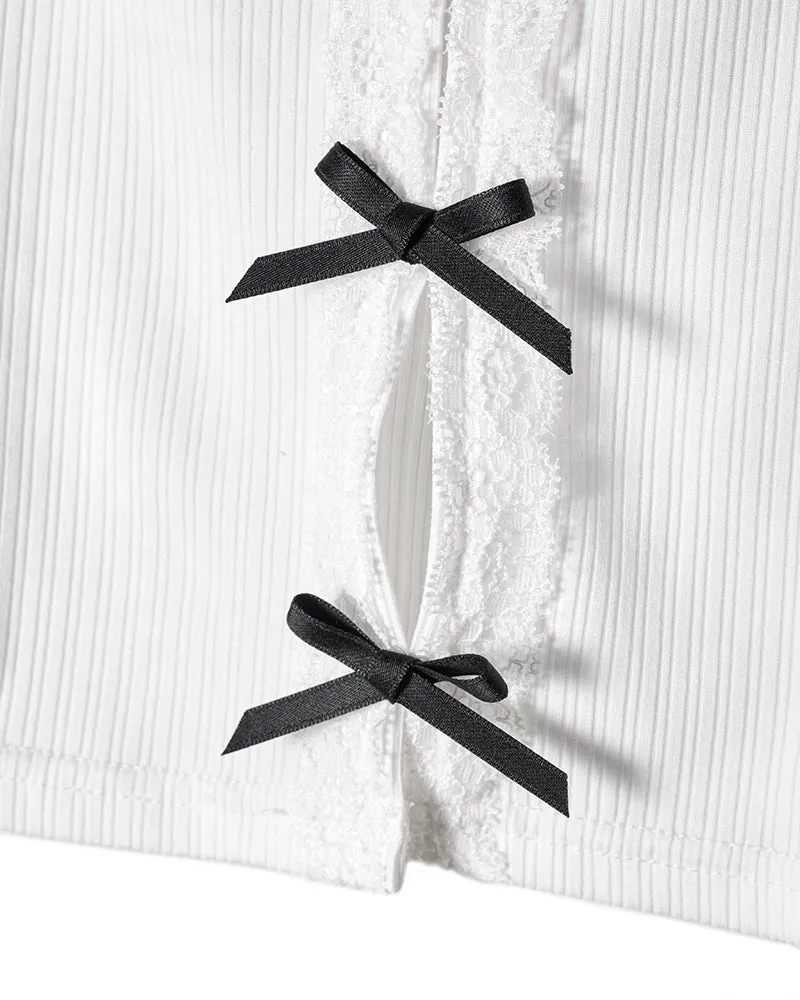 ribbon camisole tops - WHITE