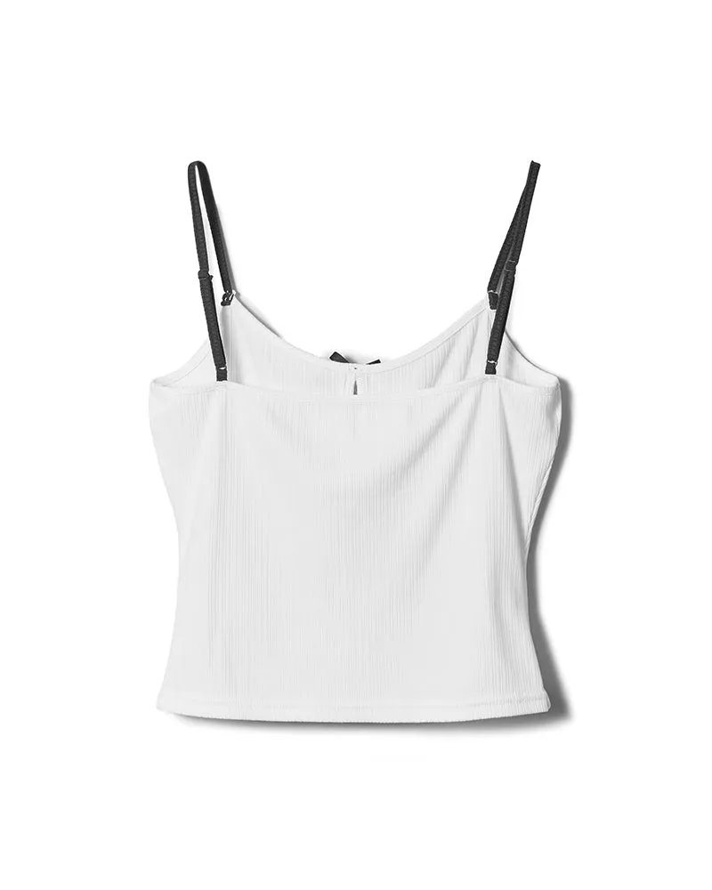 ribbon camisole tops - WHITE