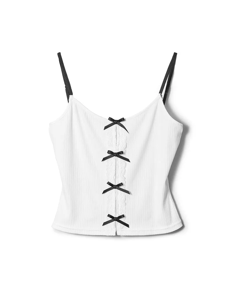 ribbon camisole tops - WHITE