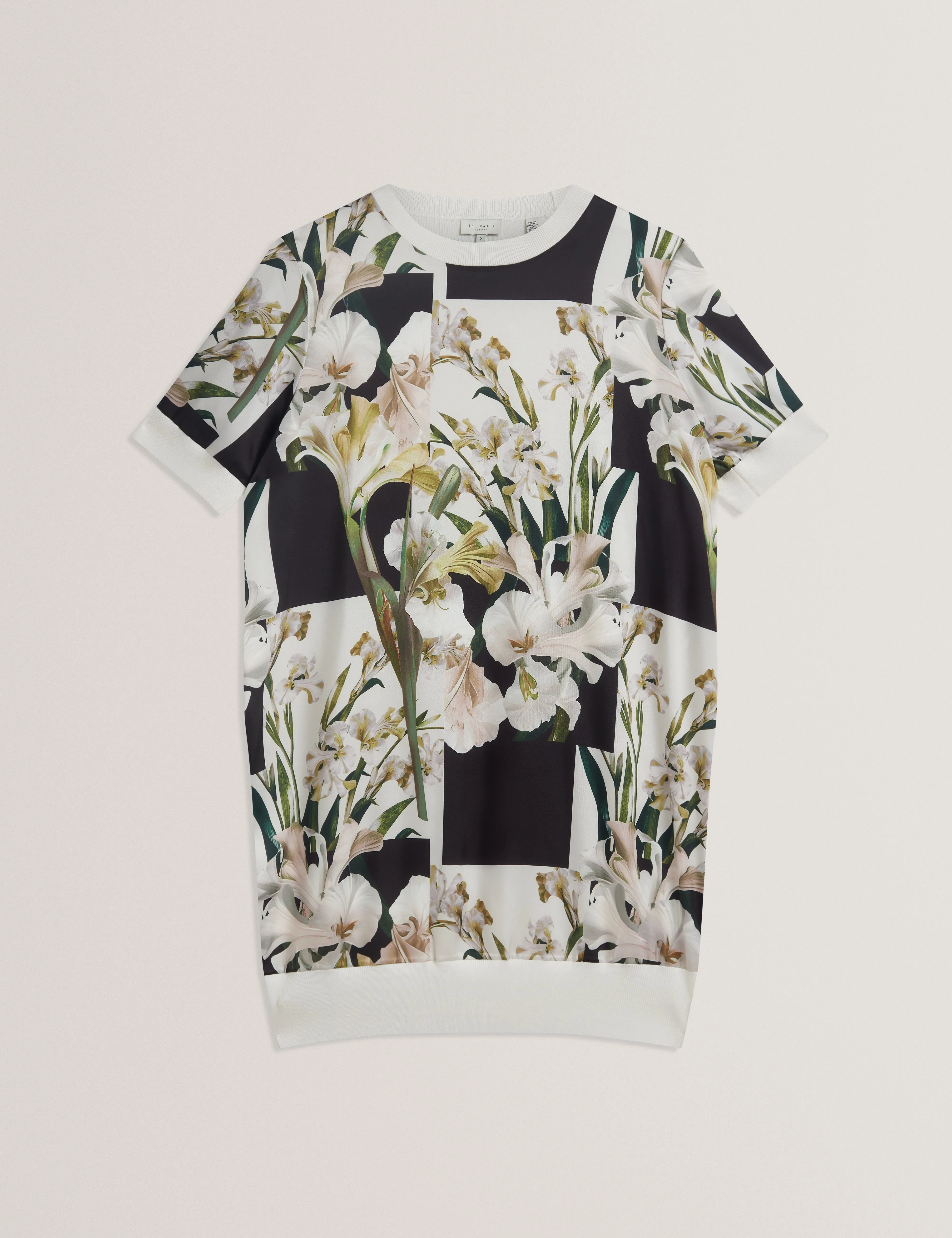 Roneea Printed Woven Front Boxy Dress Ivory
