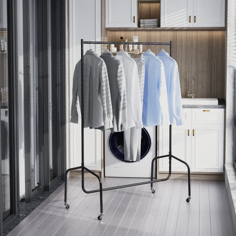 Rootz Clothes Rack - Garment Rack - Clothing Organizer - 360° Wheels - Holds Up to 140kg - L120 x W60 x H170 cm - Metal Frame