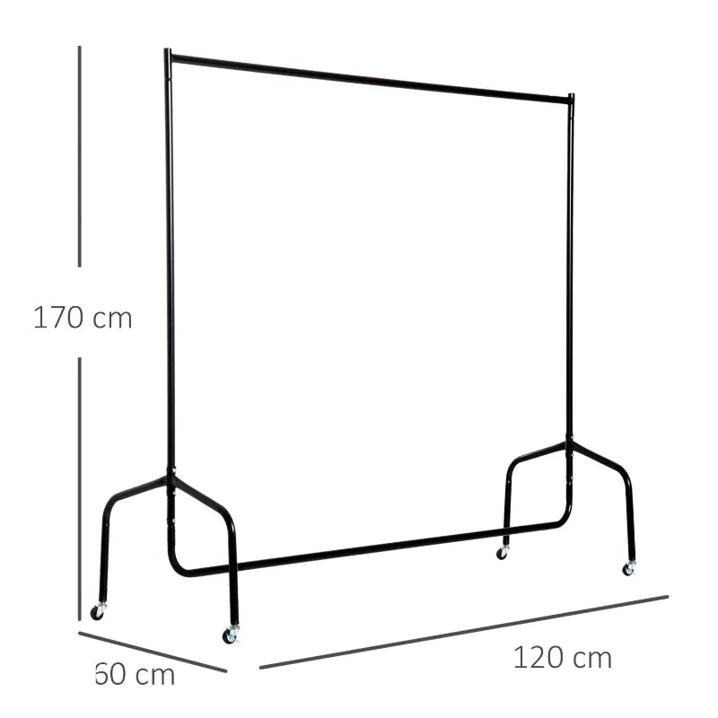 Rootz Clothes Rack - Garment Rack - Clothing Organizer - 360° Wheels - Holds Up to 140kg - L120 x W60 x H170 cm - Metal Frame